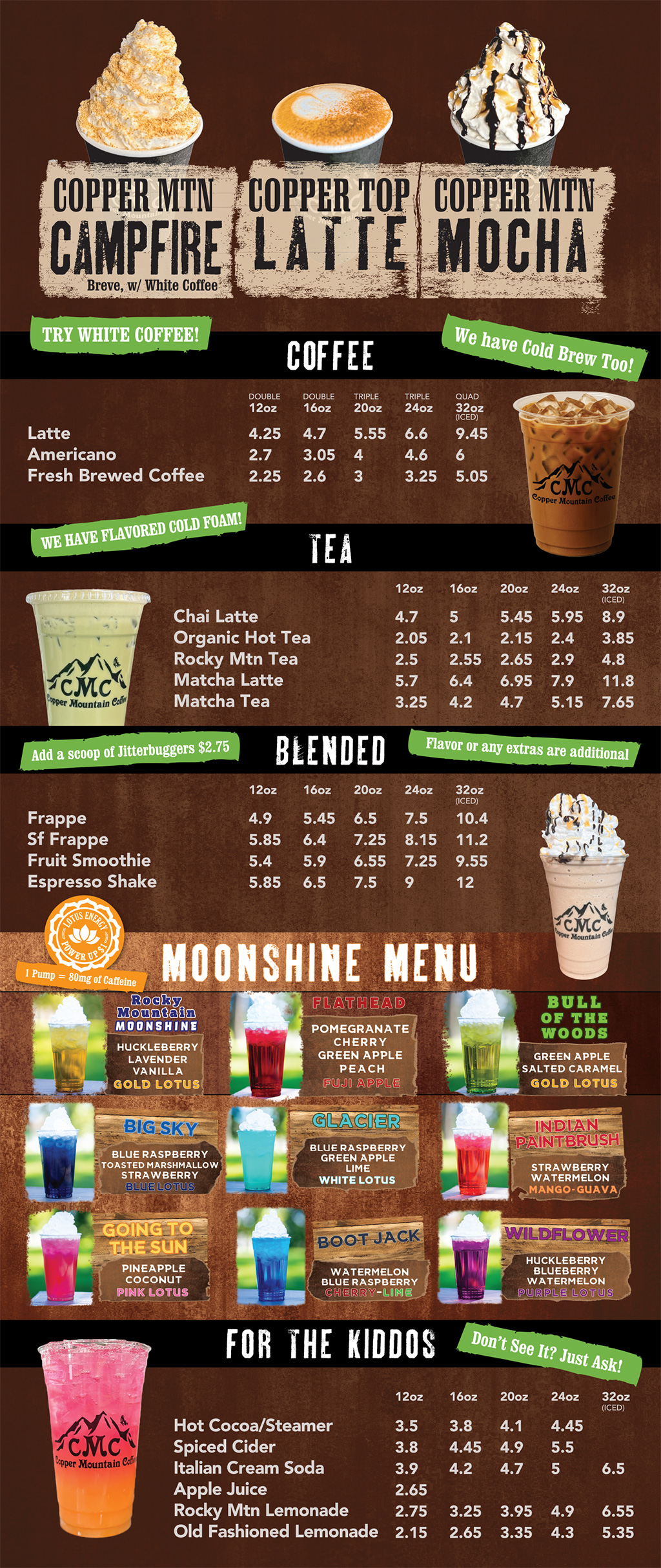 Copper Mountain-Coffee Drink Menu